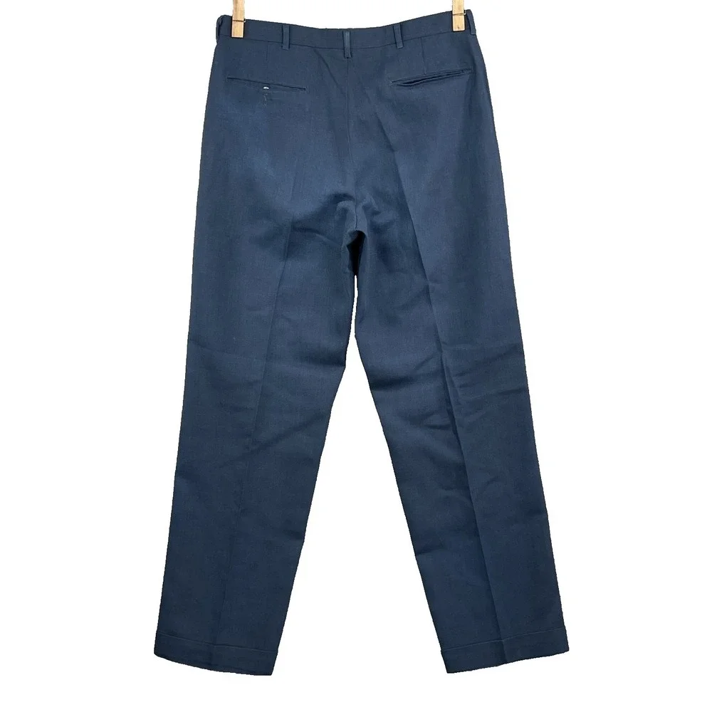 VTG Sears Perma-Prest Slacks Men's 32x29* Blue Non Iron Corpcore Office Workwear